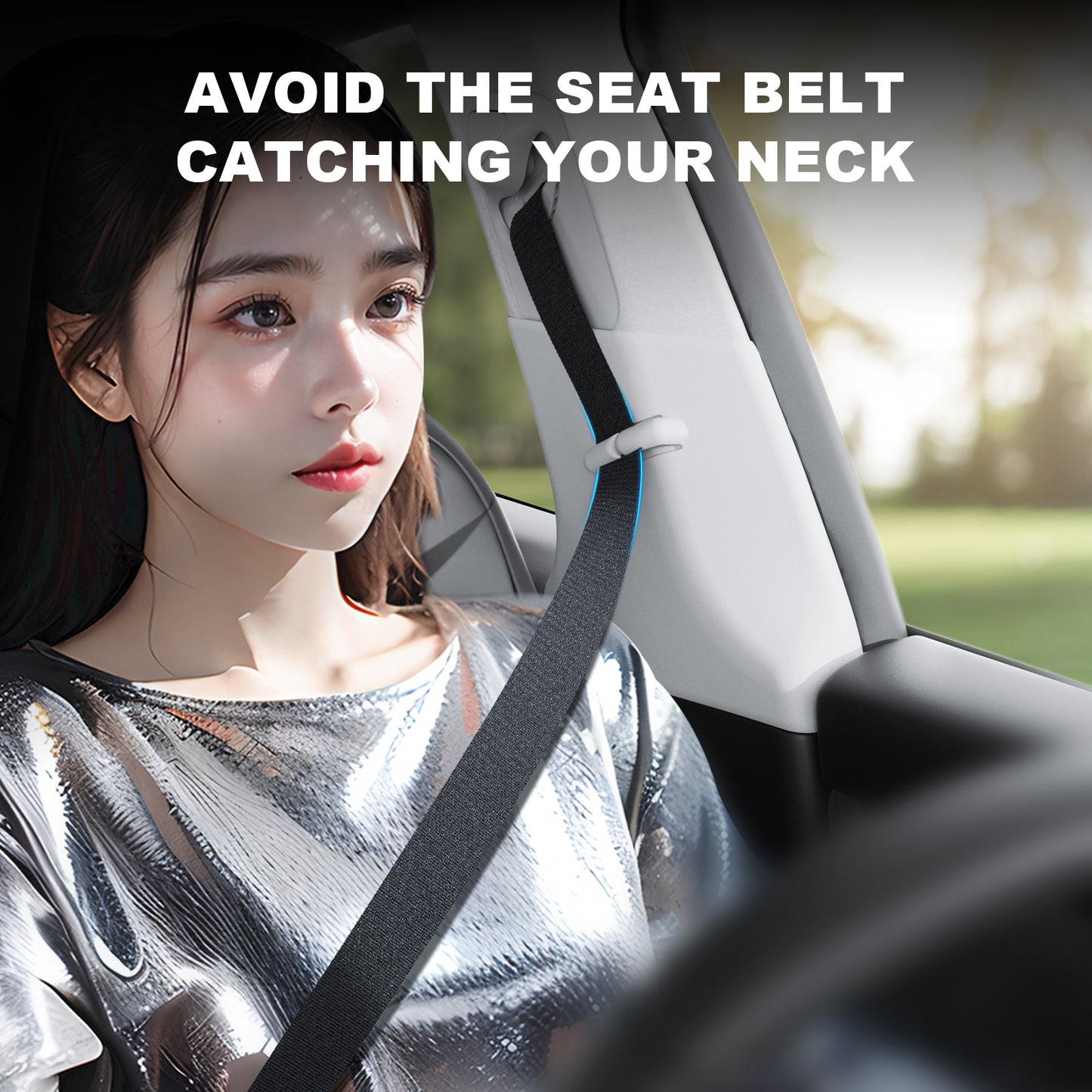 2PCS Car Seatbelt Adjuster Guide Holder Shoulder Neck Protector Strap Positioner Seatbelt Locator Retainer for Tesla Model Y Accessories 2025-2021