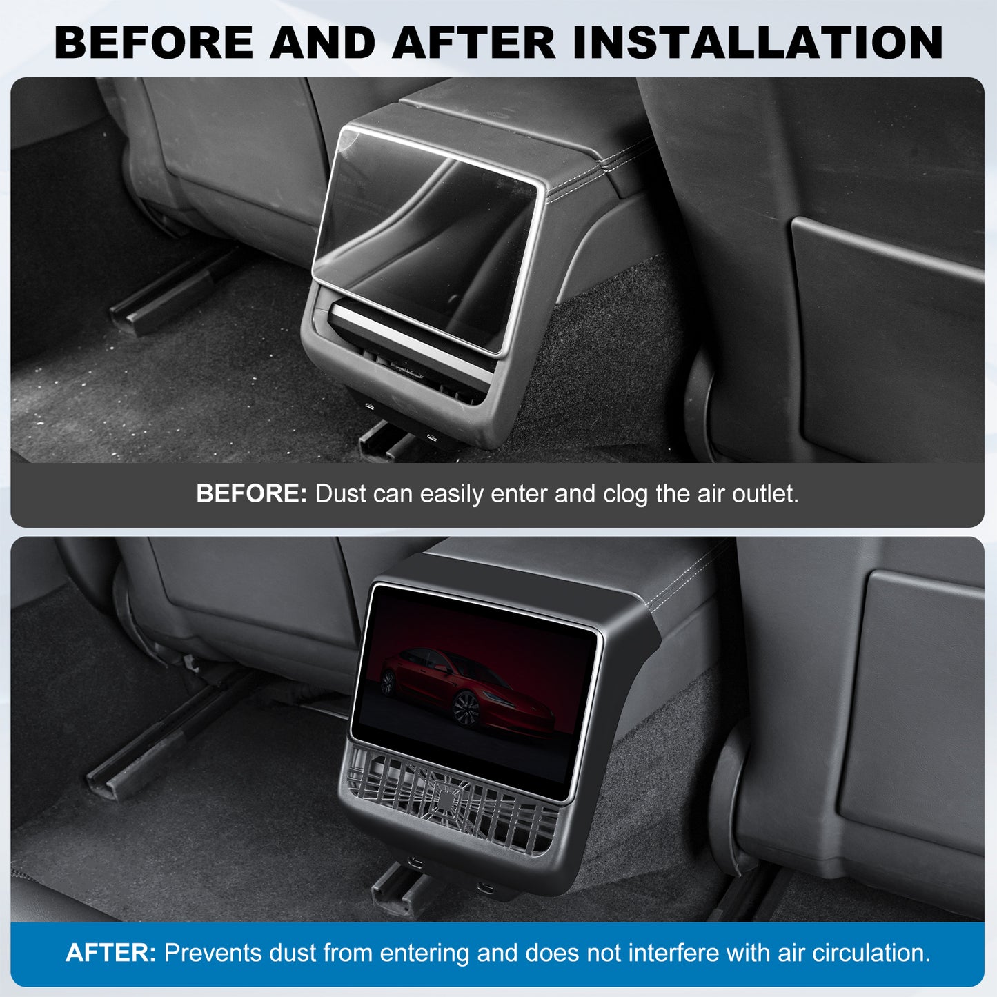 Backseat Air Vents Cover for 2024-2025 Tesla Model 3 Highland and 2025 New Model Y Juniper (Launch Series)Accessories