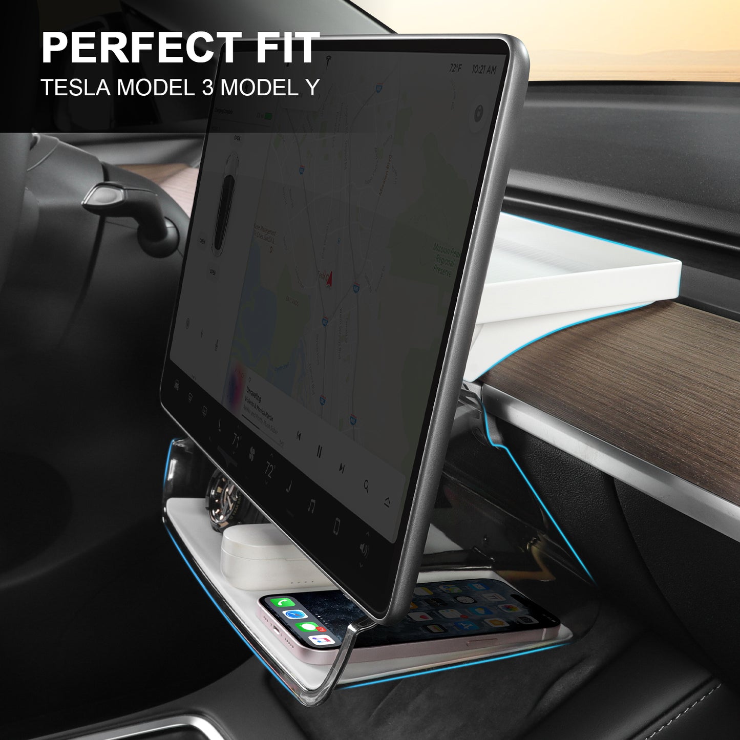 Magnetic Under Screen Storage Box for 2017-2023 Tesla Model 3 Y Accessories