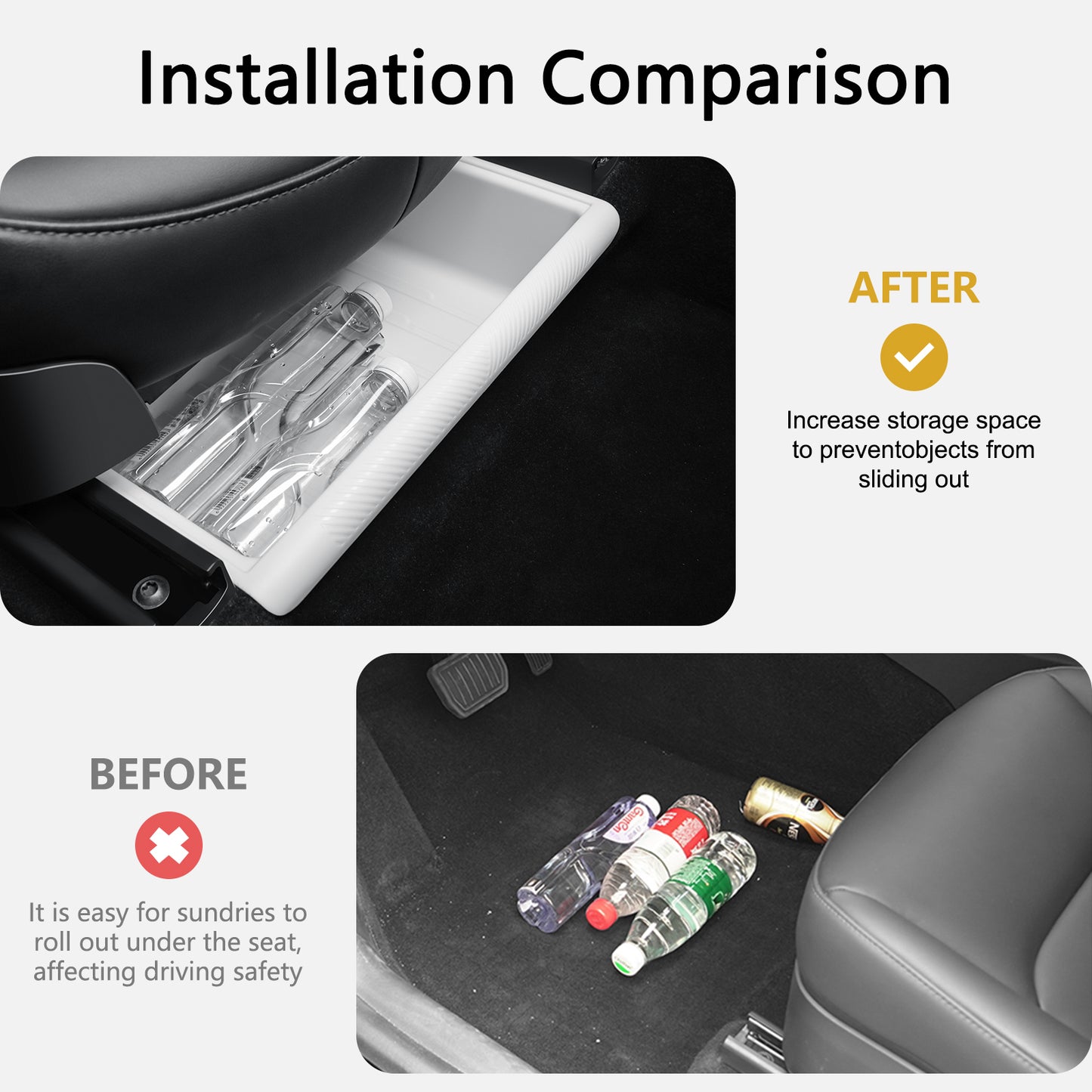 2PCS Under Seat Storage Box with lids for Tesla Model Y 2021-2025 and 2025 New Model Y Juniper (Rear Seat )Accessories