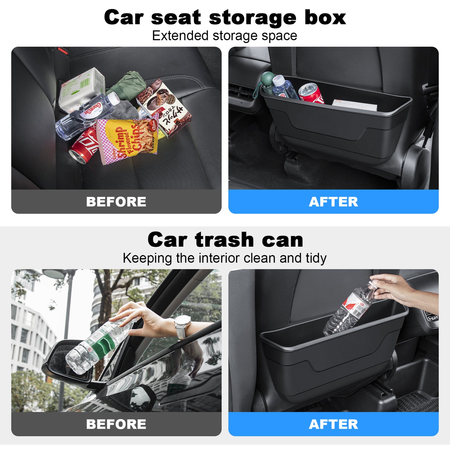 Seat Back Organizer Durable TPE Storage Pocket Backseat Trash Can Container for Tesla Model 3 2017-2023 and 2021-2025 Model Y