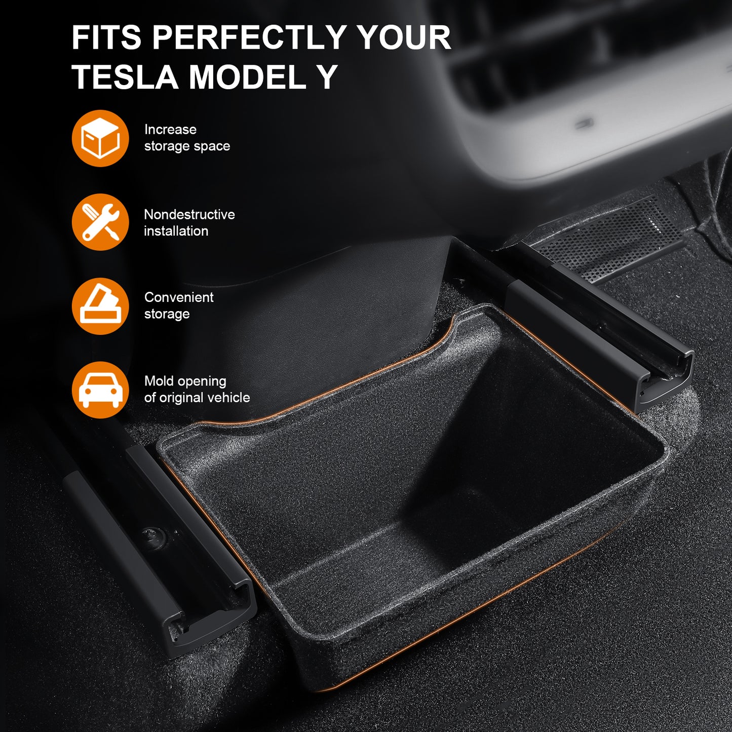 Center Console Backseat Storage Box for Tesla Model Y 2021-2025 Accessories