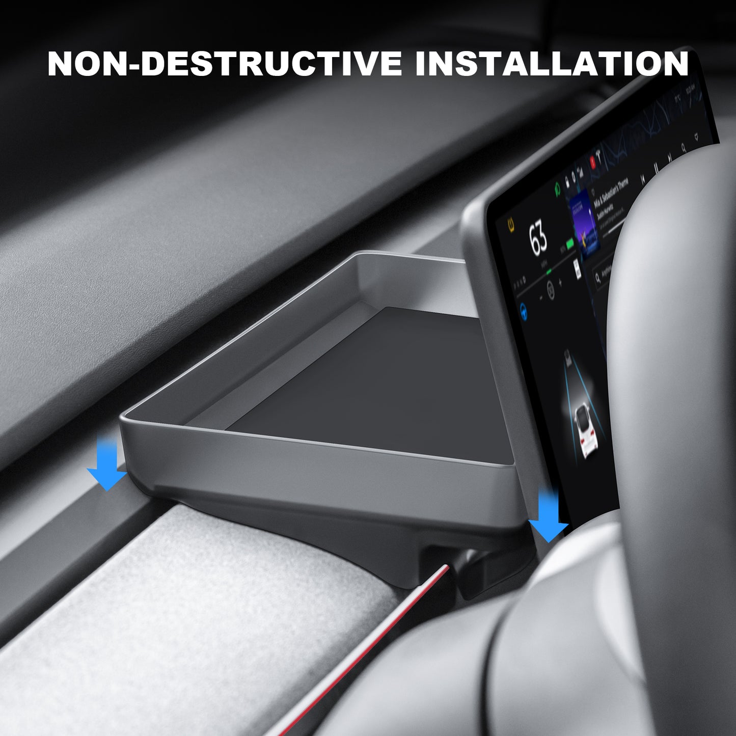 Upgrade Behind Screen Storage Box for 2024-2025 Tesla Model 3 Highland and 2025-2026 New Model Y Juniper Accessories