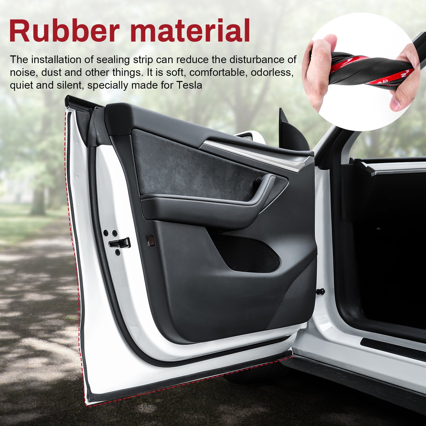 Rubber Seal Weather Strip for 2017-2023 Tesla Model 3 or 20121-2025 Model Y Accessories