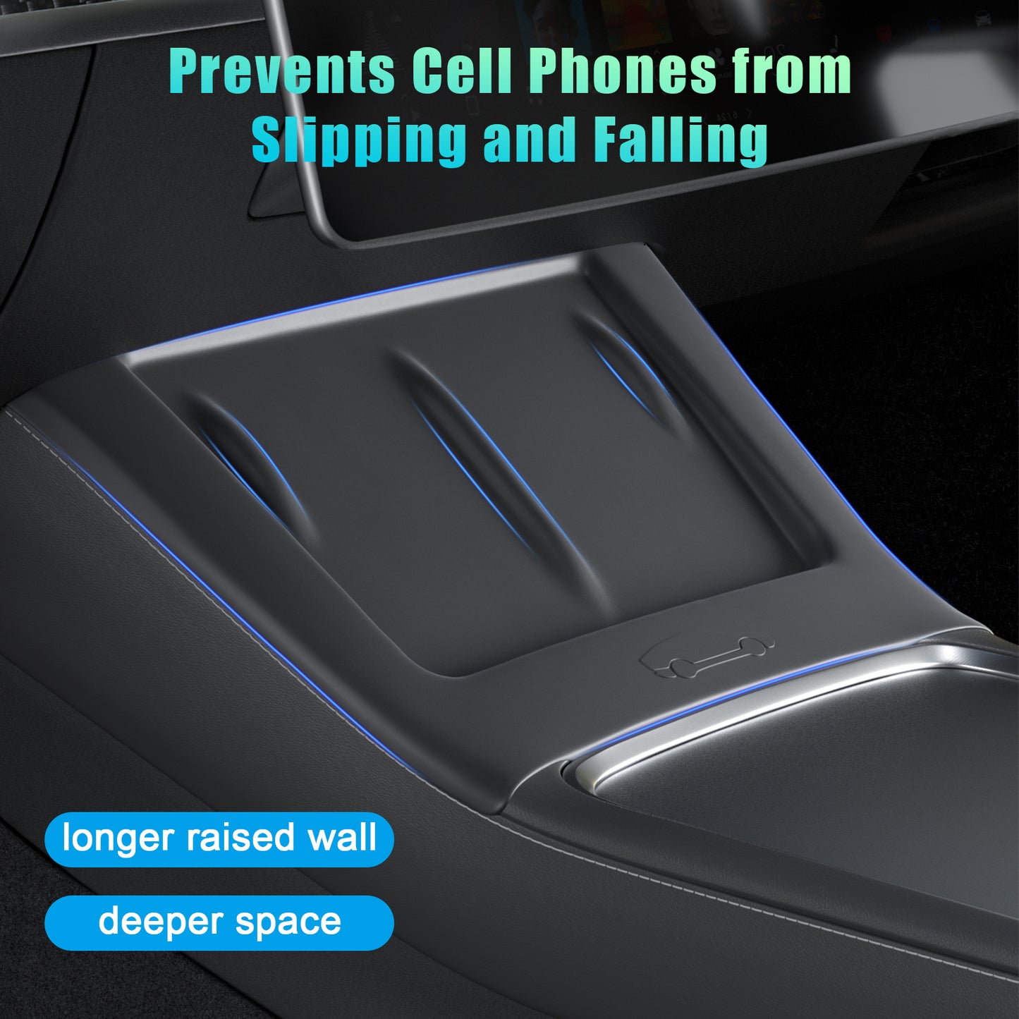 Upgrade Center Console Wireless Charger Silicone Mat for 2017-2023 Tesla Model 3 and 2021-2025 Model Y Accessories