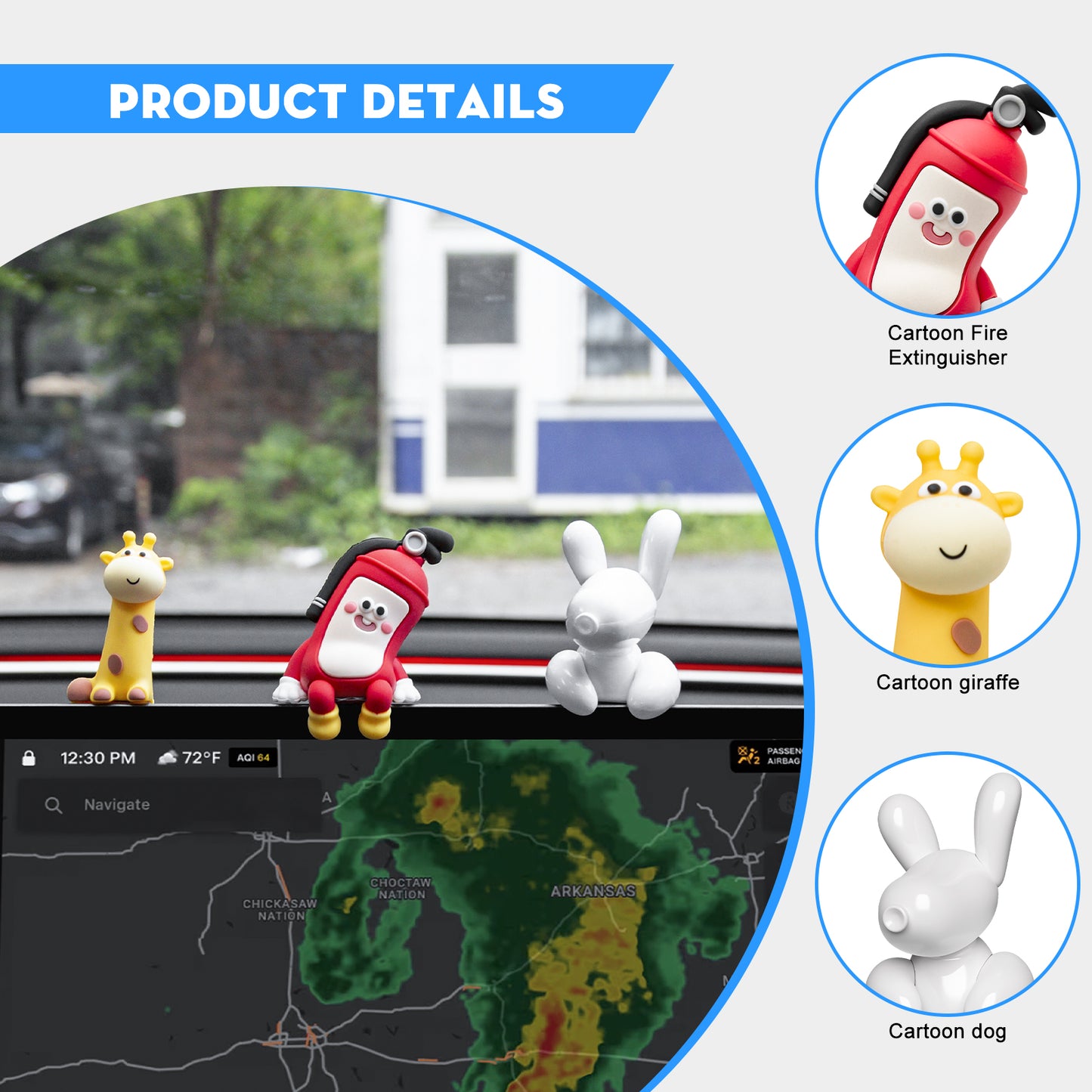 KUNIST 3PCS for Tesla Model Y 2026 Dog Mode Mini Screen Decoration Ornament Funny Decors Compatible with 2017-2026 Tesla Model 3 and New Model Y Juniper Accessories