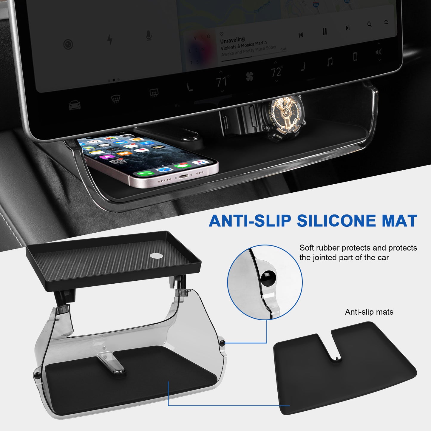 Magnetic Under Screen Storage Box for 2017-2023 Tesla Model 3 Y Accessories