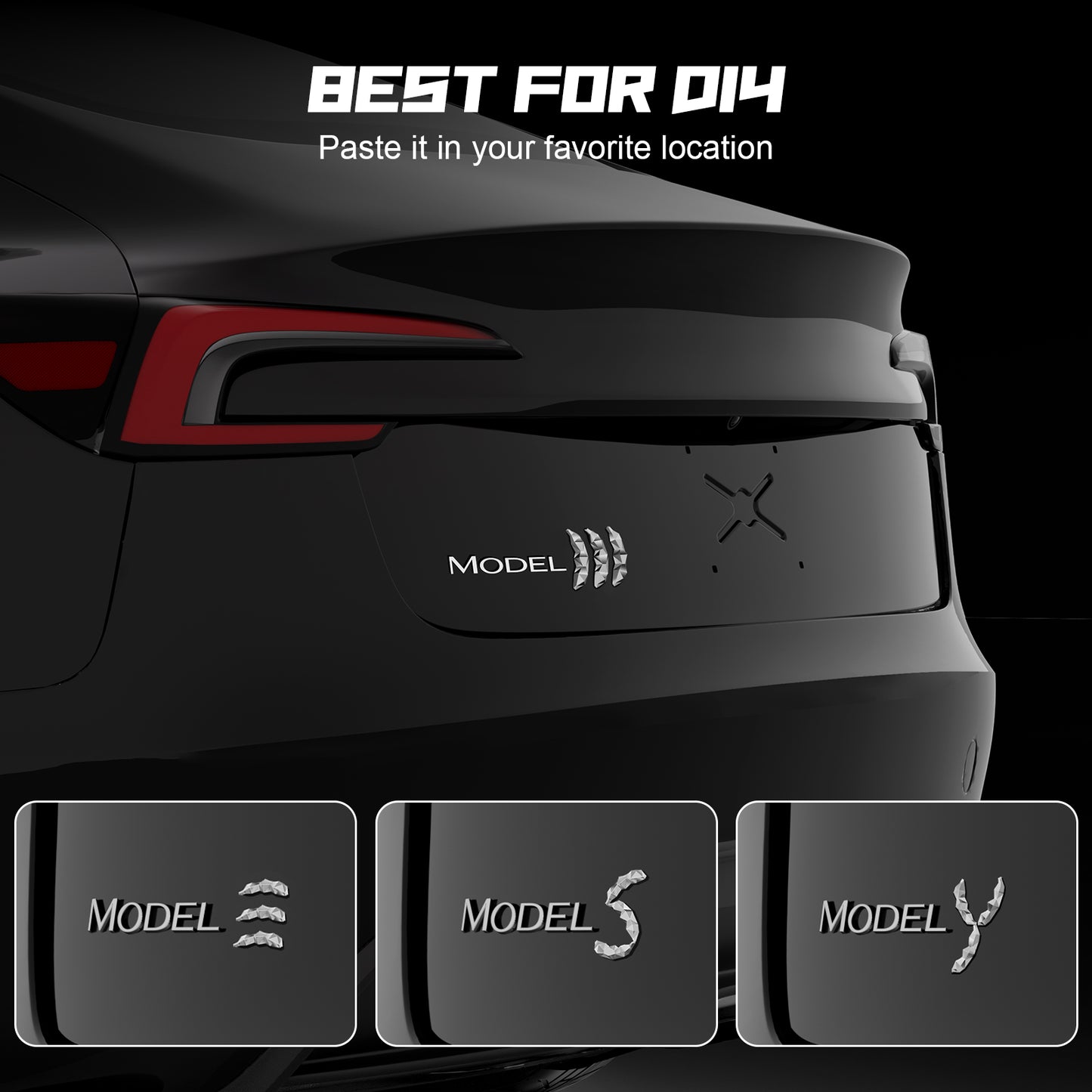 Car DIY Badge Emblem Compatible with Tesla Model 3 Y S Accessories 3D Badge Sticker Exterior Decorate Mark for Tesla All Models