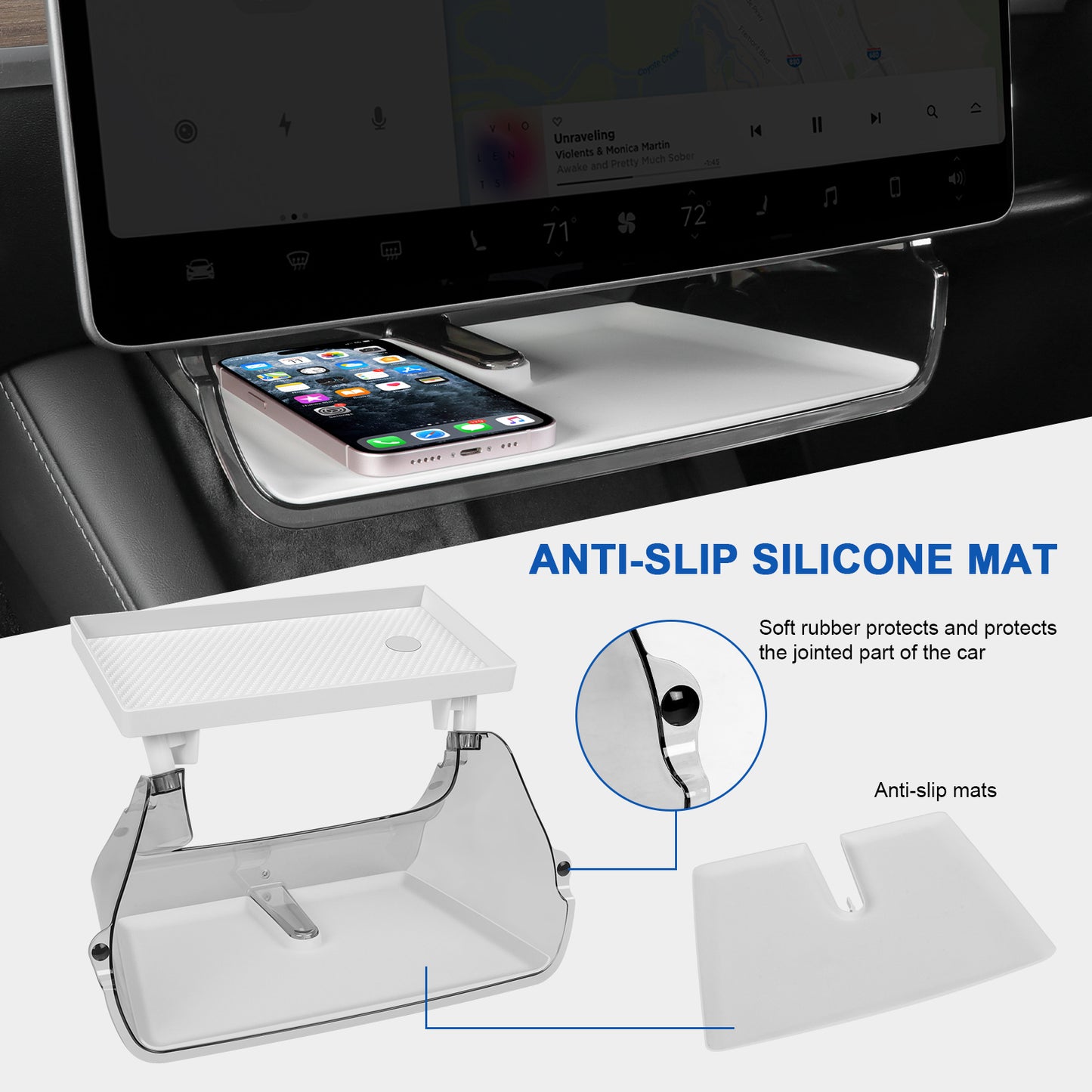 Magnetic Under Screen Storage Box for 2017-2023 Tesla Model 3 Y Accessories