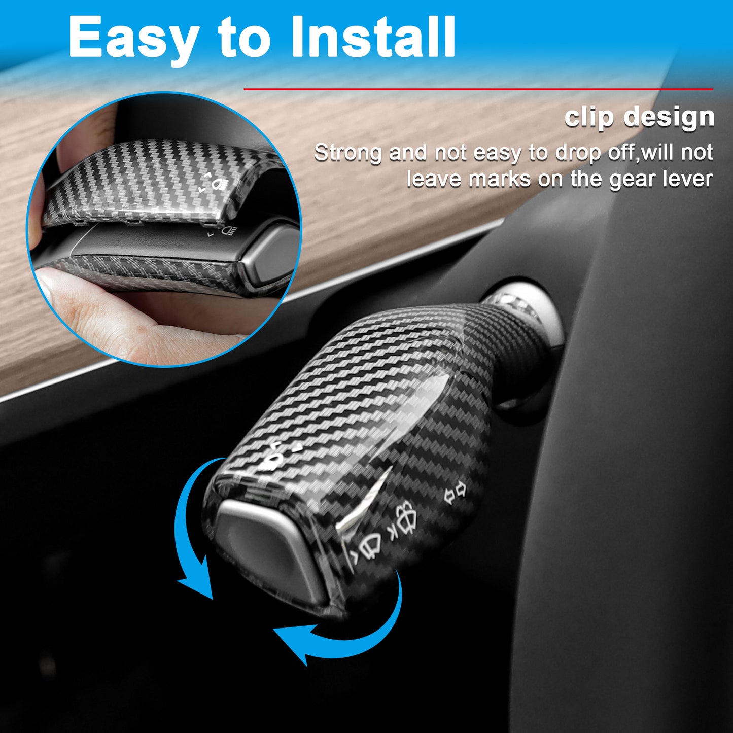 Carbon Fiber Pattern Steering Lever Cover for 2017-2023 Tesla Model 3 and 2021-2025 Model Y Accessories