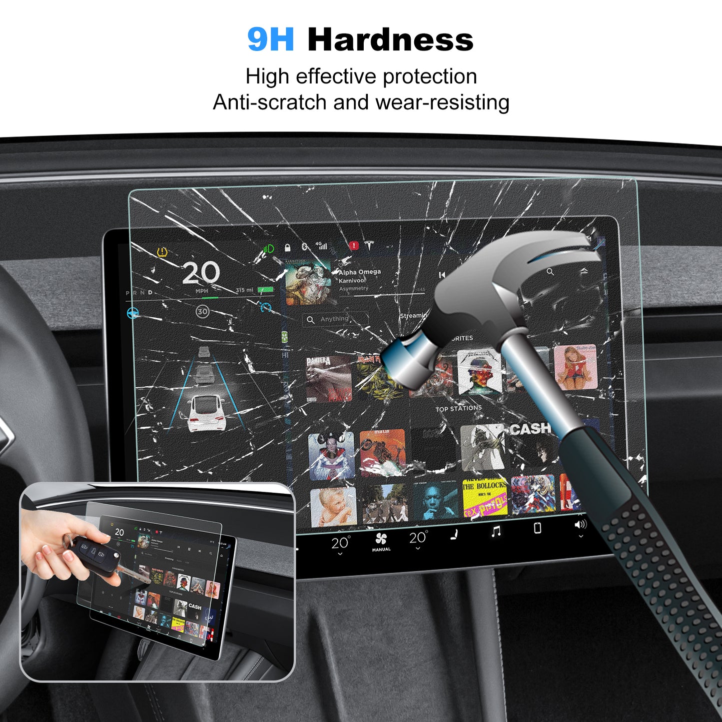 2PCS Tempered Glass Screen Protector for 2024-2025 Tesla Model 3 Highland and 2025 New Model Y Juniper Accessories
