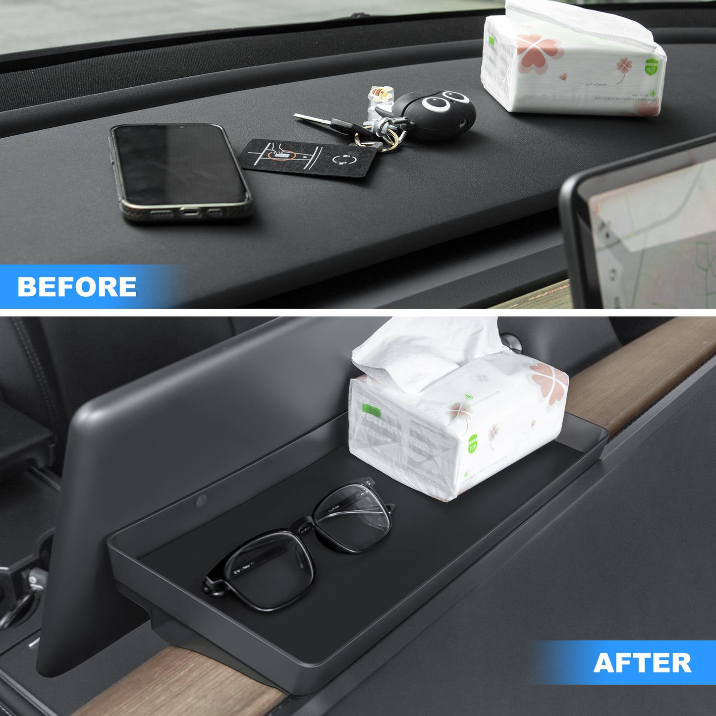 Upgrade Behind Screen Storage Box for 2017-2023 Tesla Model 3 and 2021-2025 Model Y Accessories