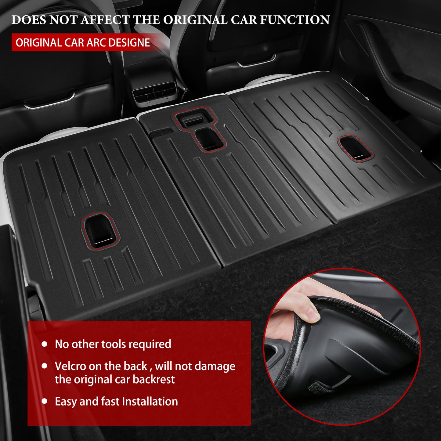 3PCS Rear Seat Back Cover for 2021-2025 Tesla Model Y Accessories