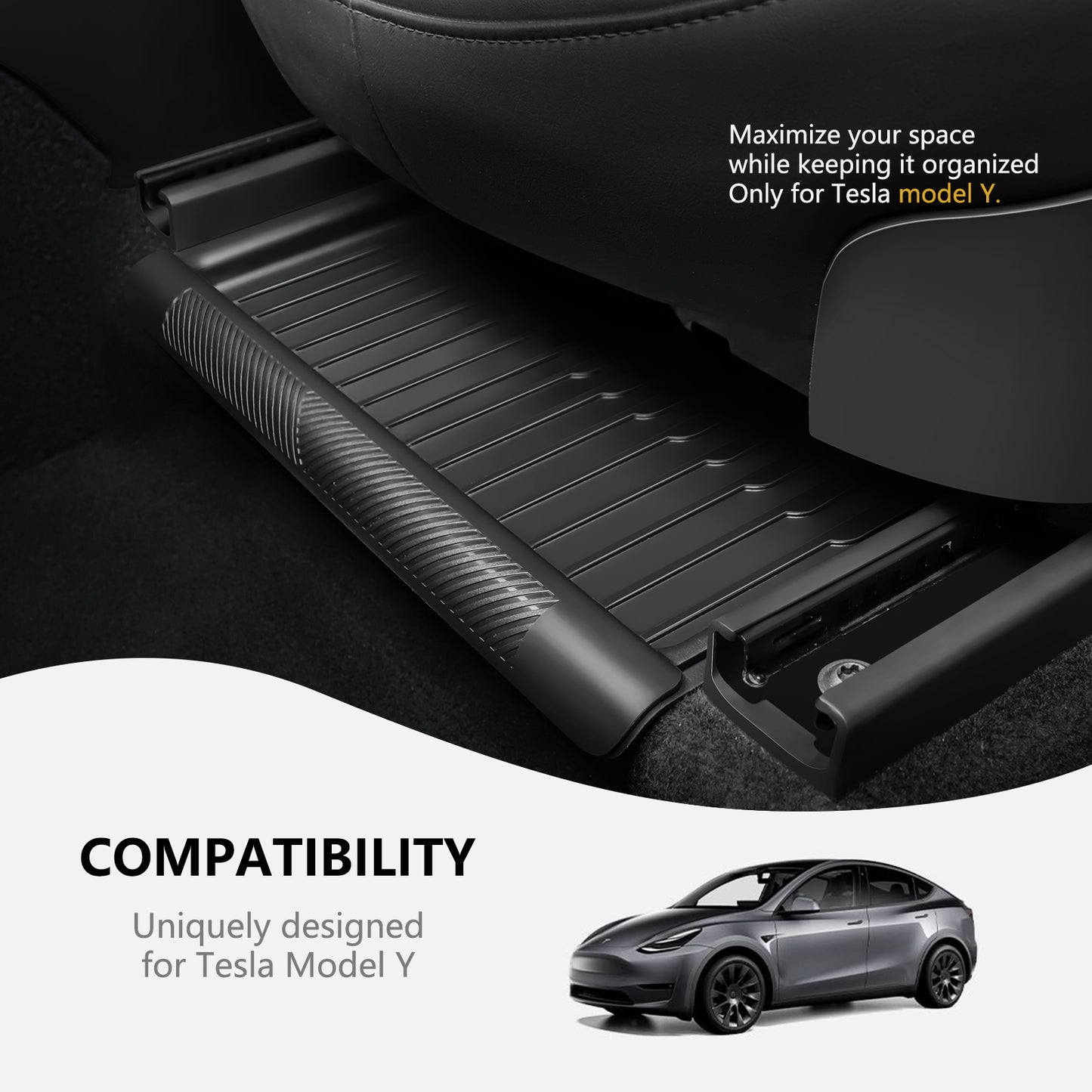 2PCS Under Seat Storage Box with lids for Tesla Model Y 2021-2025 and 2025 New Model Y Juniper (Rear Seat )Accessories