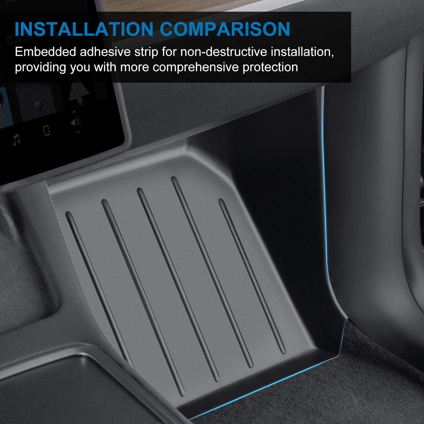3D Floor Mats Compatible with 2021-2025 Tesla Model Y(Matte Black)