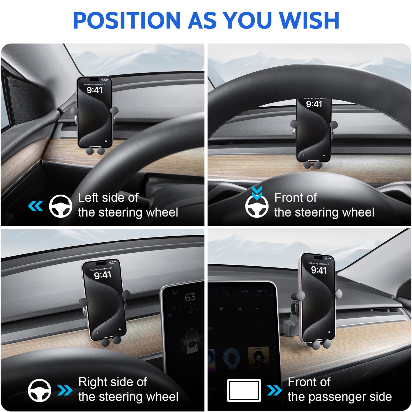 Upgraded Gravity Phone Mount for 2017-2023 Tesla Model 3 Y Accessories