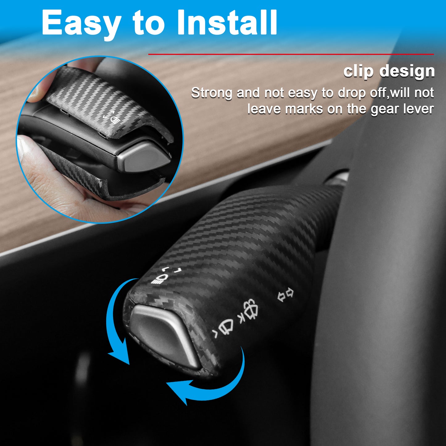 Carbon Fiber Pattern Steering Lever Cover for 2017-2023 Tesla Model 3 and 2021-2025 Model Y Accessories