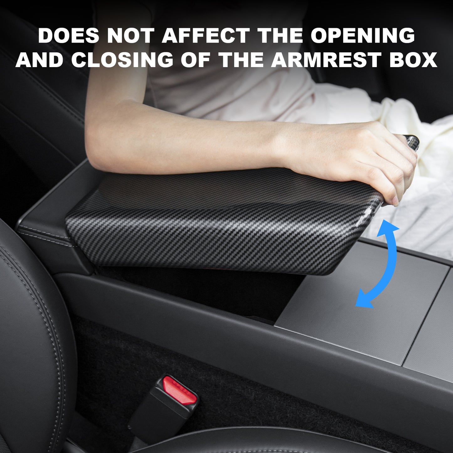 Center Console Lid Cover ABS Armrest Box Cover for 2024-2025 Tesla Model 3 Highland and 2025 New Model Y Juniper (Launch Series) Accessories