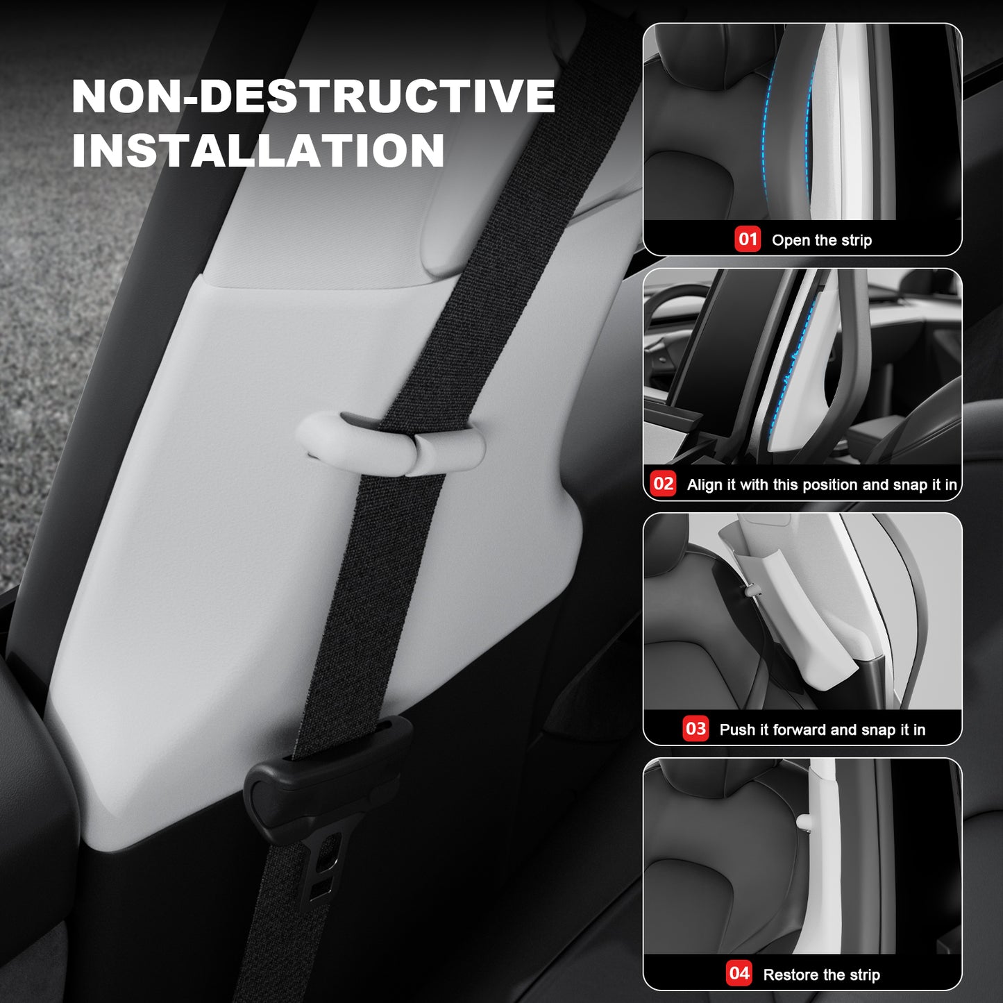 2PCS Car Seatbelt Adjuster Guide Holder Shoulder Neck Protector Strap Positioner Seatbelt Locator Retainer for Tesla Model Y Accessories 2025-2021