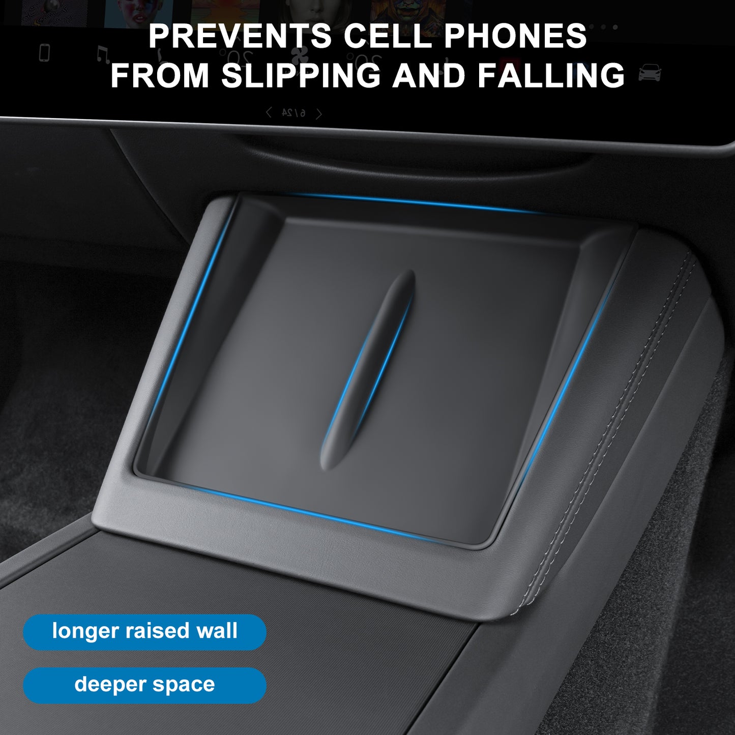 Upgrade Center Console Wireless Charger Silicone Mat for 2024-2025 Tesla Model 3 Highland and 2025 New Model Y Juniper