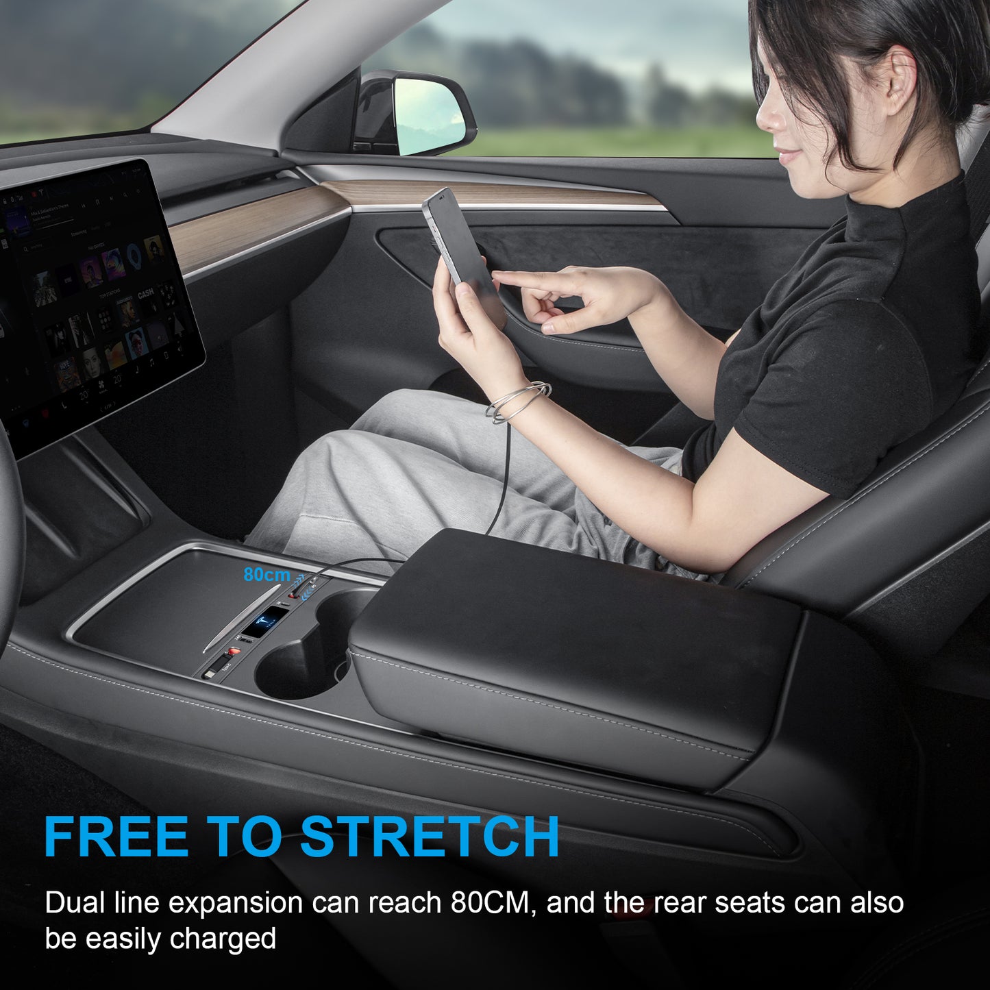 Retractable Hub Docking Station for 2017-2023 Tesla Model 3 and 2021-2025 Model Y Accessories