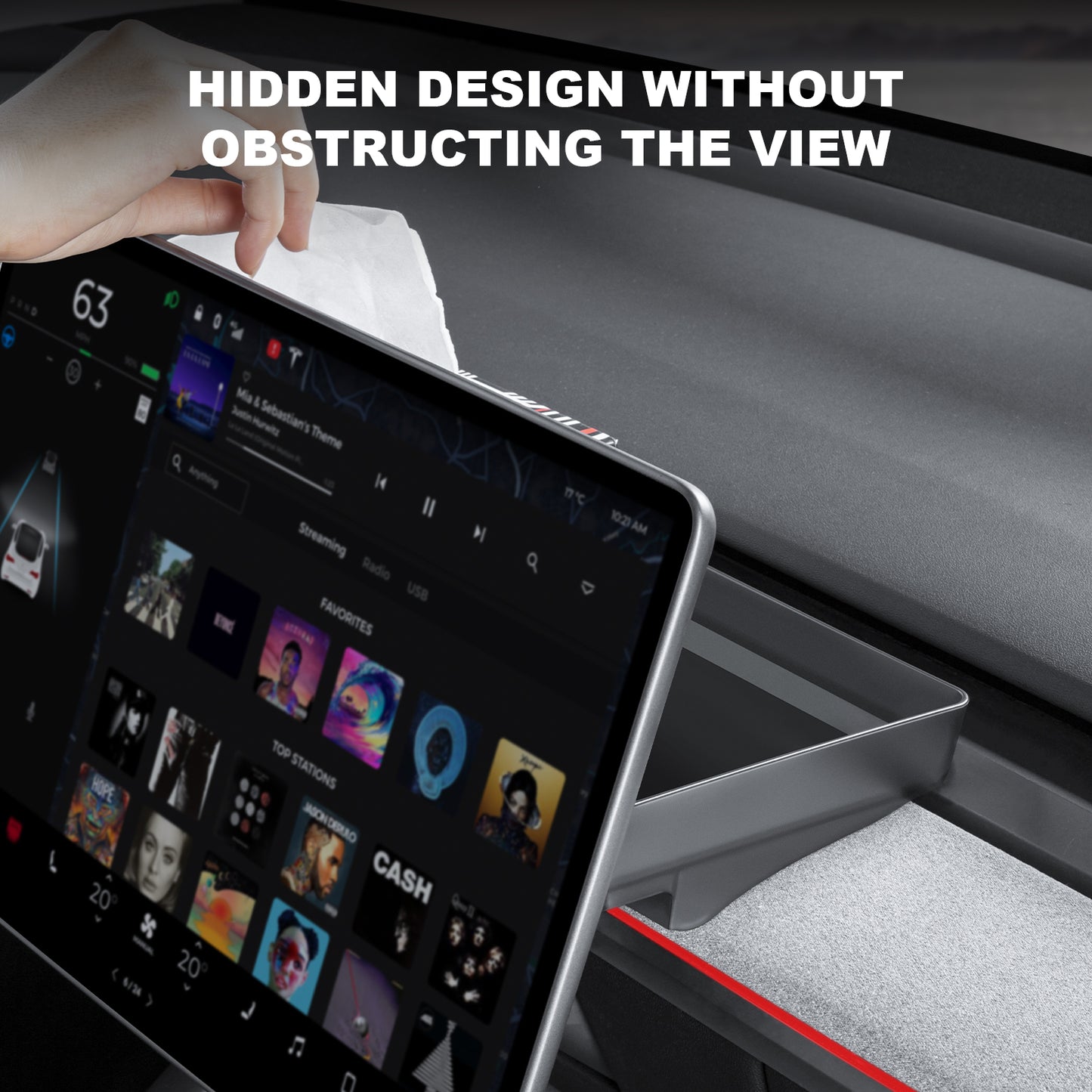 Upgrade Behind Screen Storage Box for 2024-2025 Tesla Model 3 Highland and 2025-2026 New Model Y Juniper Accessories