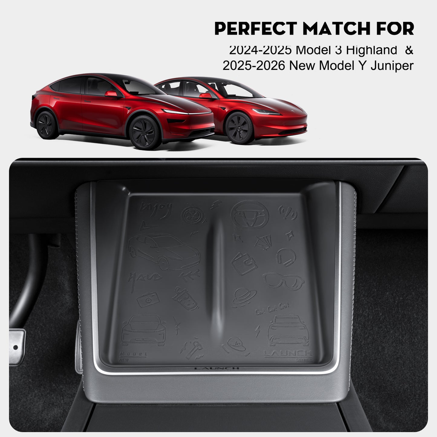 KUNIST Upgrade Silicone Mat for 2024-2025 Tesla Model 3 Highland and 2025 New Model Y Juniper Accessories