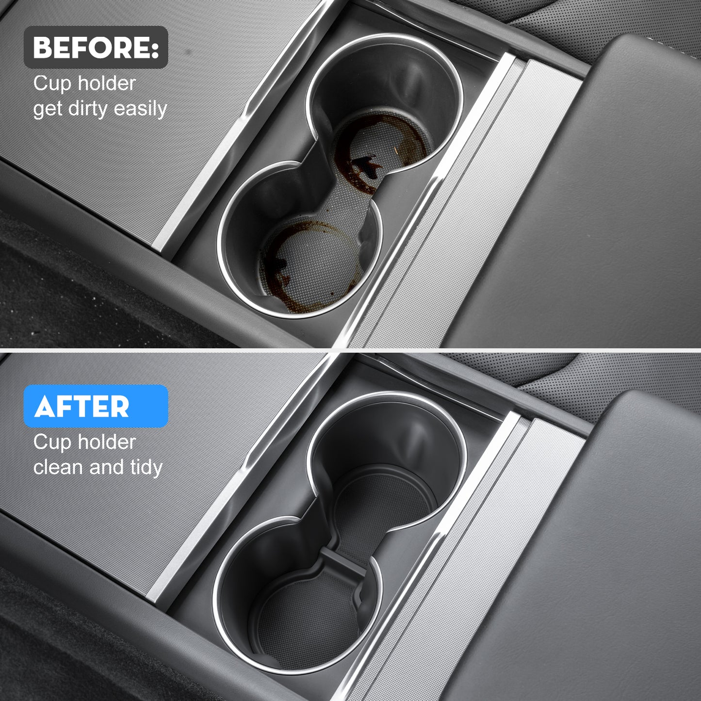 KUNIST for Tesla Model Y 2025-2026 Juniper Cup Holder Inserts Center Console Liner Coasters Mat Pad Compatible with 2017-2025 Model 3 & 2020-2025 Model Y Accessories