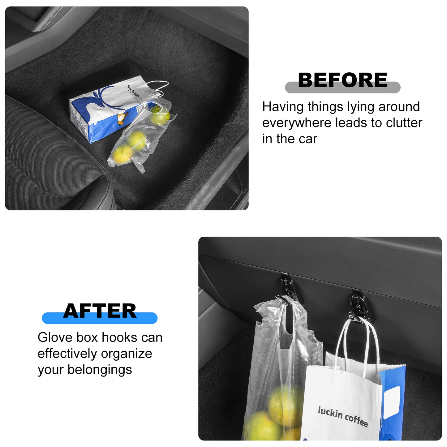 2PCS Glove Box Hook for 2024-2025 New Tesla Model 3 Highland and 2025 New Model Y Juniper (Launch Series) Interior Accessories