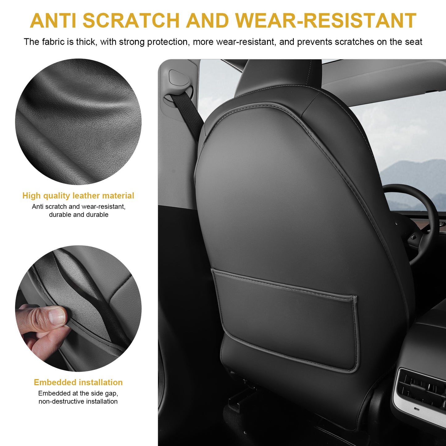 2 Pack Seat Back Protector for 2017-2023 Tesla Model 3 & 2021-2025 Model Y Accessories