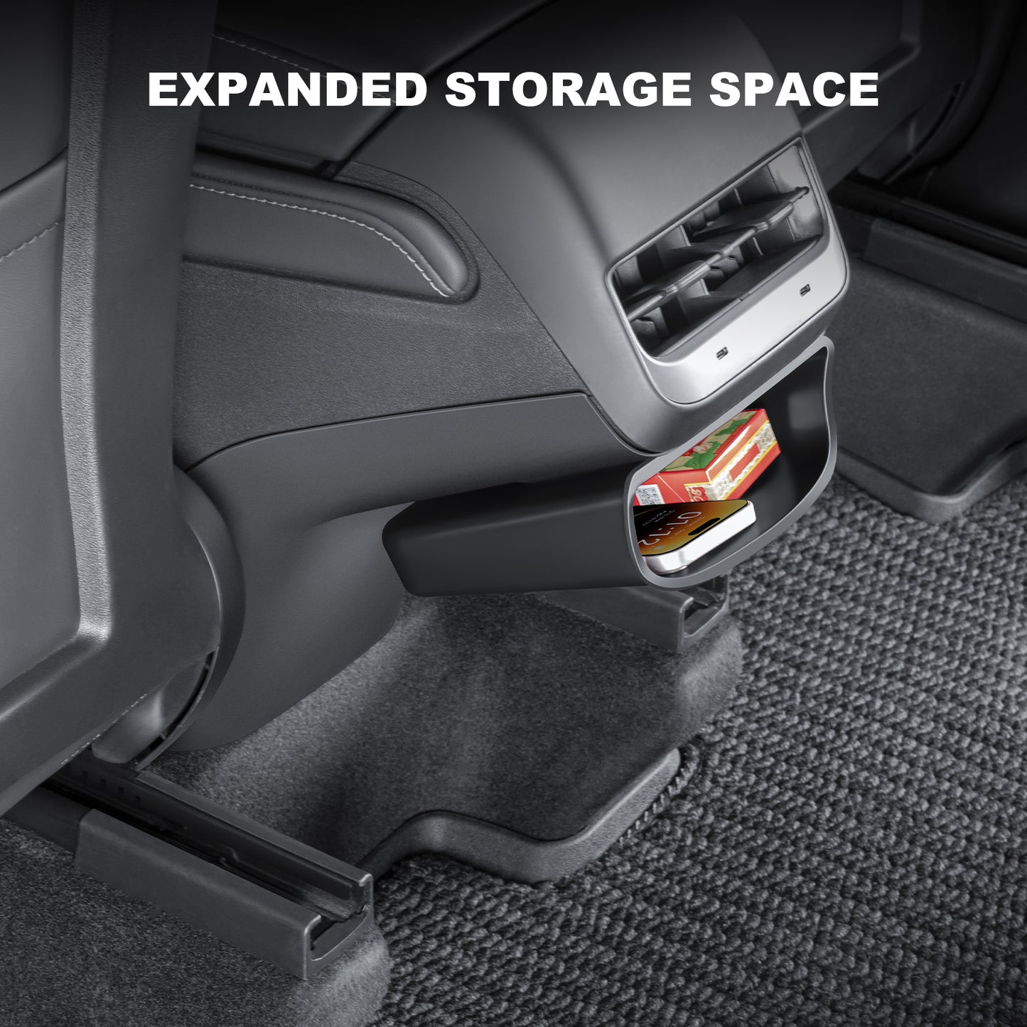 Rear Air Condition Vent Outlet Anti Kick Trim Cover with Storage Box for 2017-2023 Tesla Model 3 & 2021-2025 Model Y Accessories