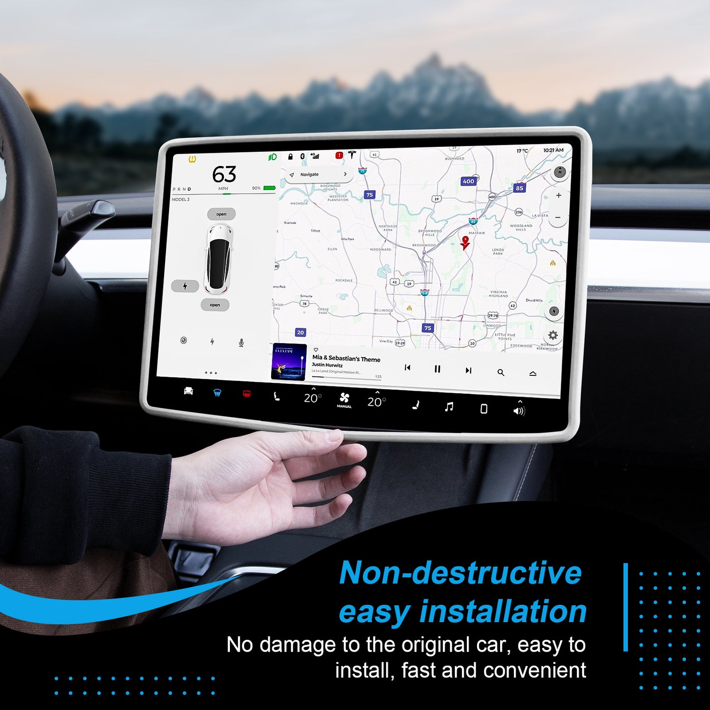 Silicone Screen Protector Frame for 2017-2025 Tesla Model 3 and 2025 New Model Y Juniper (Launch Series)Accessories