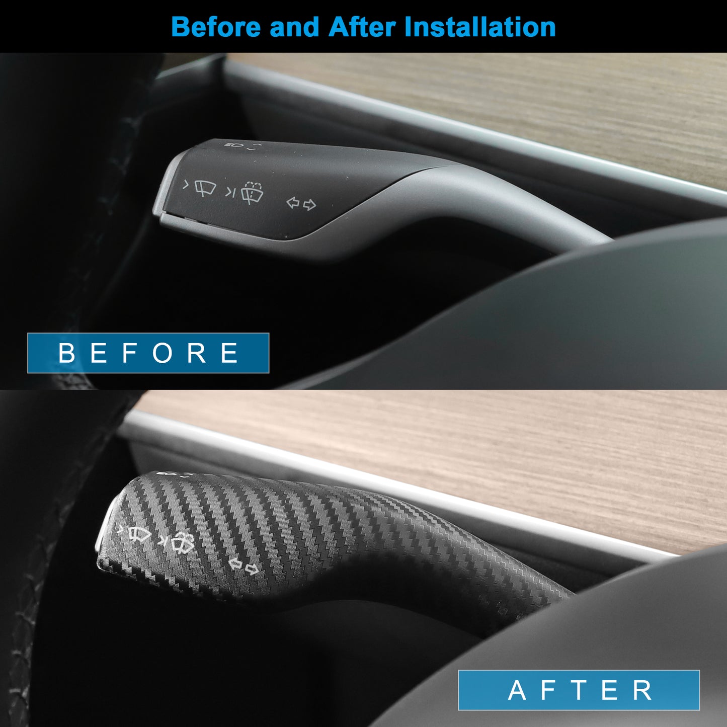 Carbon Fiber Pattern Steering Lever Cover for 2017-2023 Tesla Model 3 and 2021-2025 Model Y Accessories