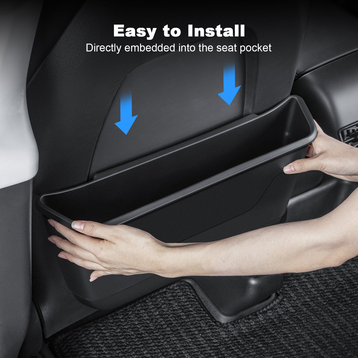 Seat Back Organizer Durable TPE Storage Pocket Backseat Trash Can Container for Tesla Model 3 2017-2023 and 2021-2025 Model Y