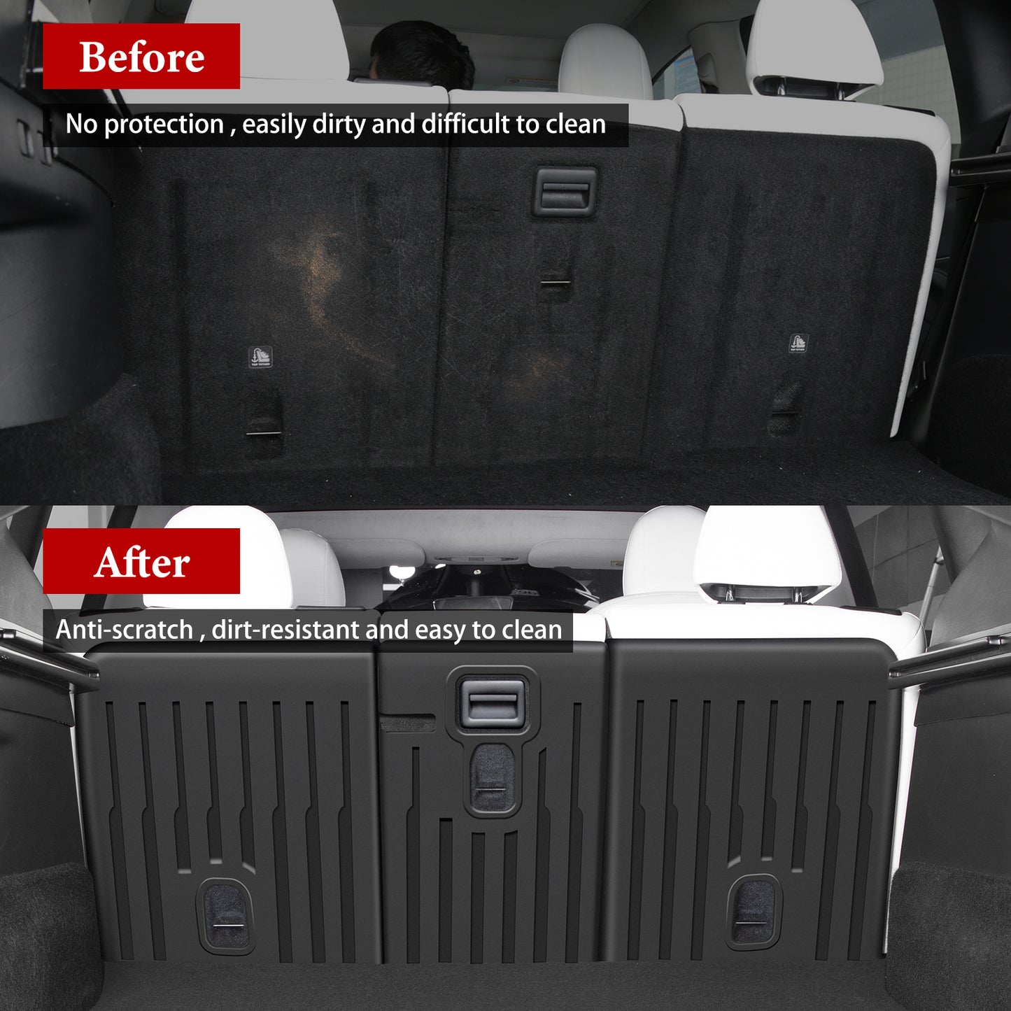 3PCS Rear Seat Back Cover for 2021-2025 Tesla Model Y Accessories