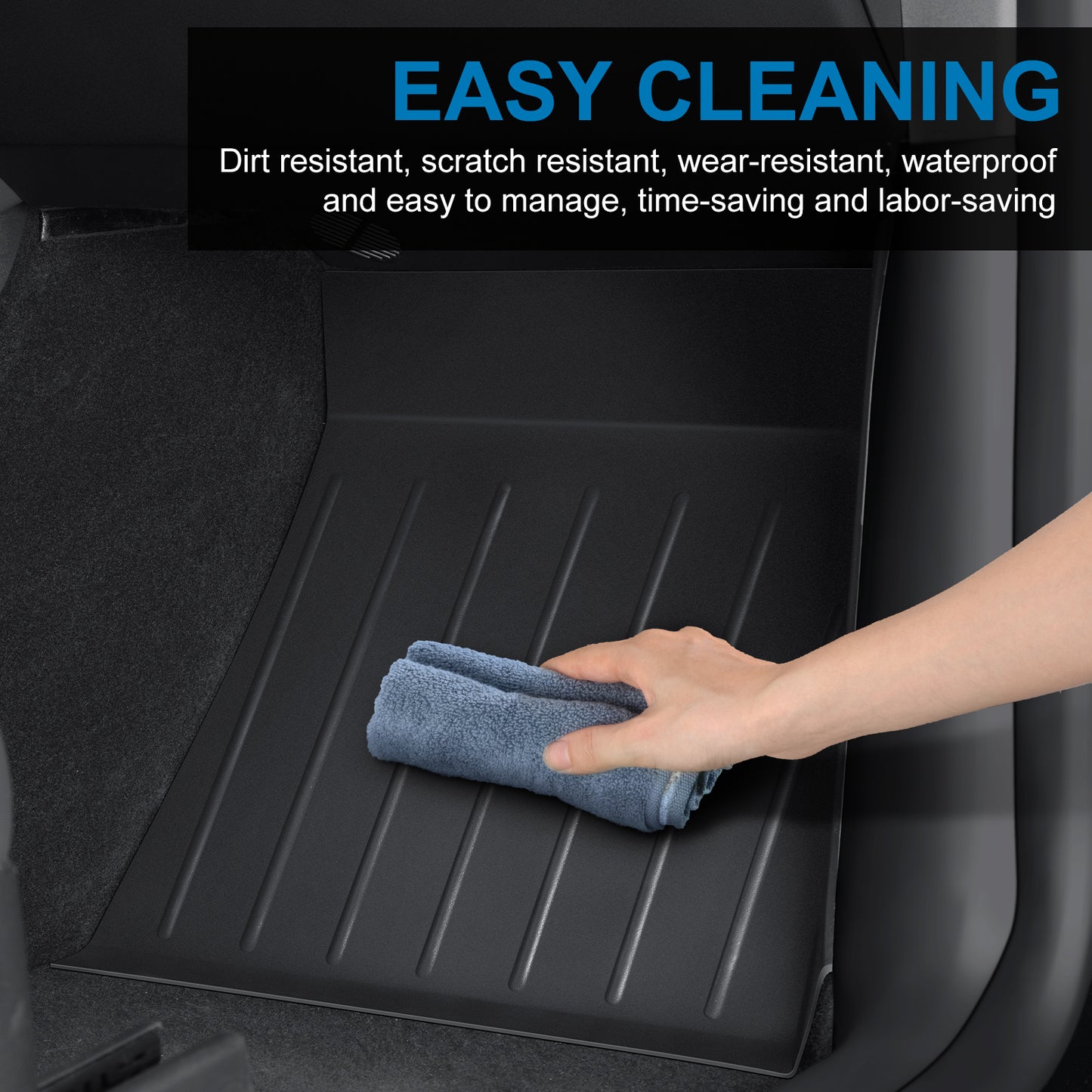 3D Floor Mats Compatible with 2021-2025 Tesla Model Y(Matte Black)