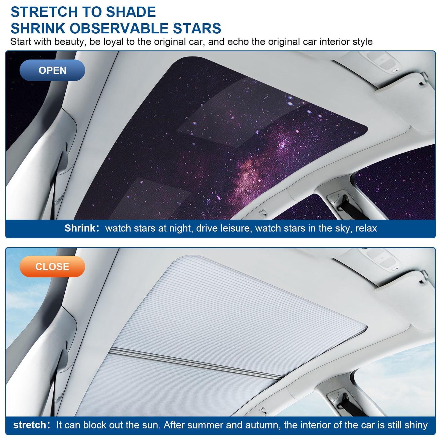 Retractable Sunshade Compatible with 2021-2025 Tesla Model Y & 2017-2023 Model 3