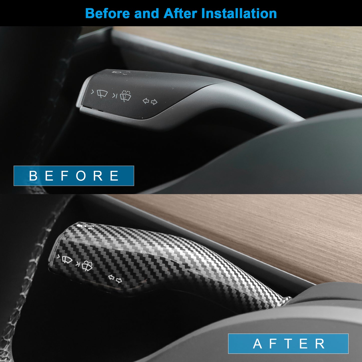 Carbon Fiber Pattern Steering Lever Cover for 2017-2023 Tesla Model 3 and 2021-2025 Model Y Accessories