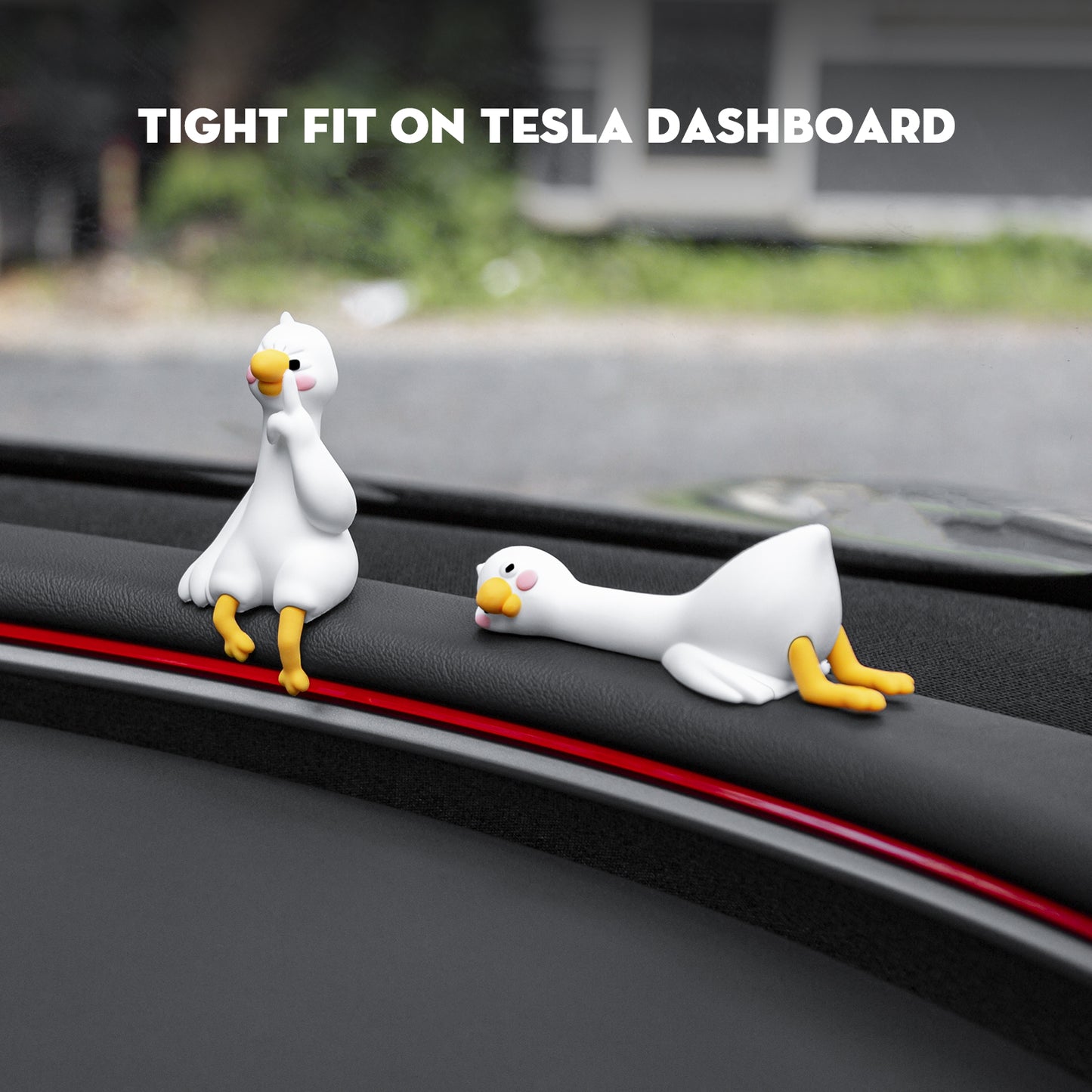2PCS for Tesla Model Y 2026 Duck Mode Mini Dashboard Decoration Ornament Funny Decors Compatible with 2017-2026 Tesla Model 3 and New Model Y Juniper Interior Accessories