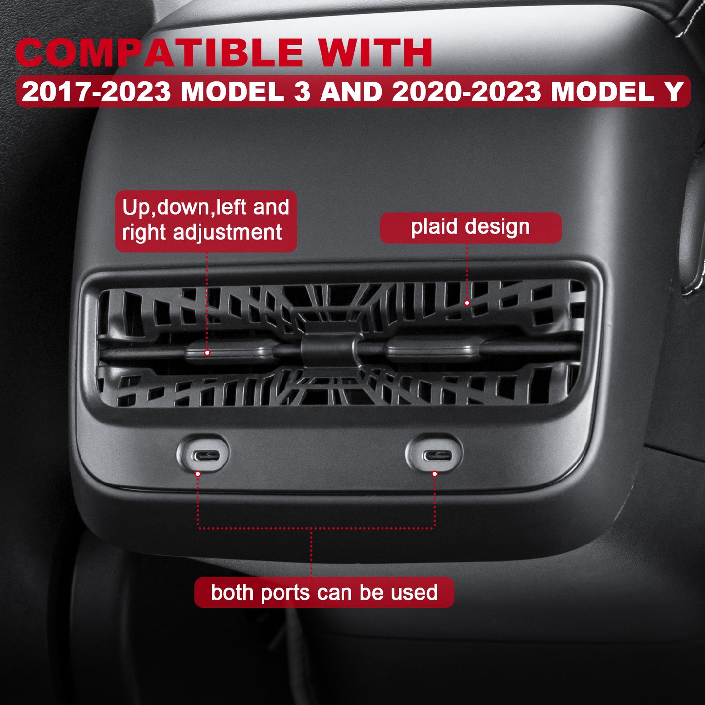 Backseat Air Vents Cover for Tesla Model 3 Y 2017-2023 Accessories