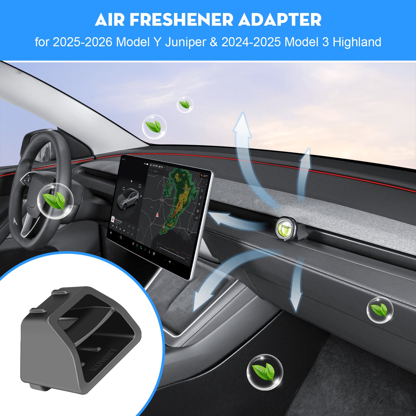 Air Freshener Adapter for Tesla 2025-2026 Model Y Juniper & 2024-2025 Model 3 Highland Accessories(Air Freshener not Included)