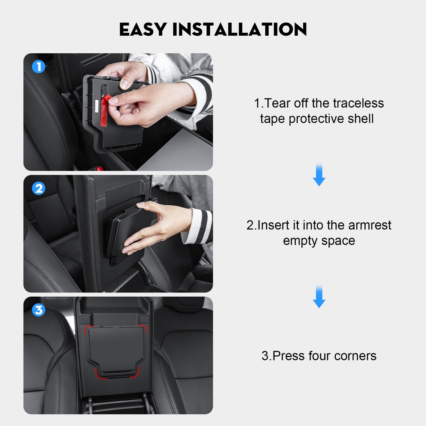 Armrest Hidden Storage Box for 2024-2025 Model 3 Highland and 2025 New Model Y Juniper(Launch Series) Accessories