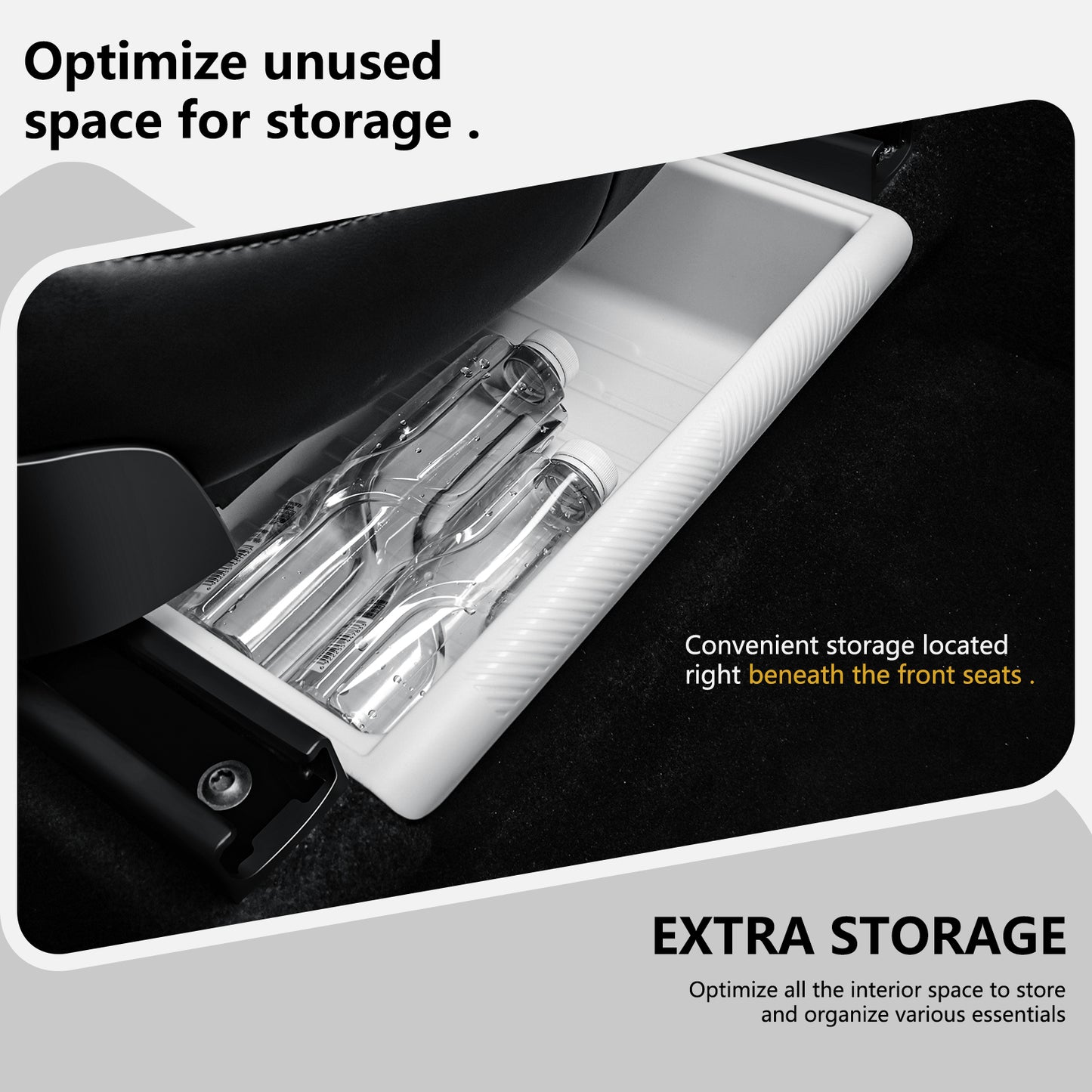 2PCS Under Seat Storage Box with lids for Tesla Model Y 2021-2025 and 2025 New Model Y Juniper (Rear Seat )Accessories