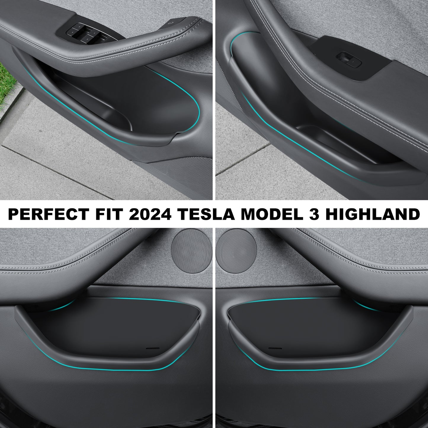 4PCS Door Side Storage Box for 2024-2025 New Tesla Model 3 Highland Accessories