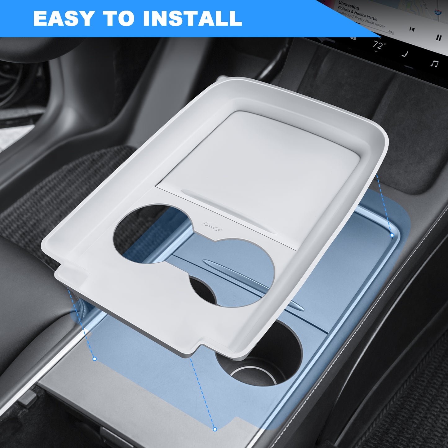 Center Console Wrap Cover Organizer Tray Compatible with Tesla 2021-2025 Model Y Interior Accessories