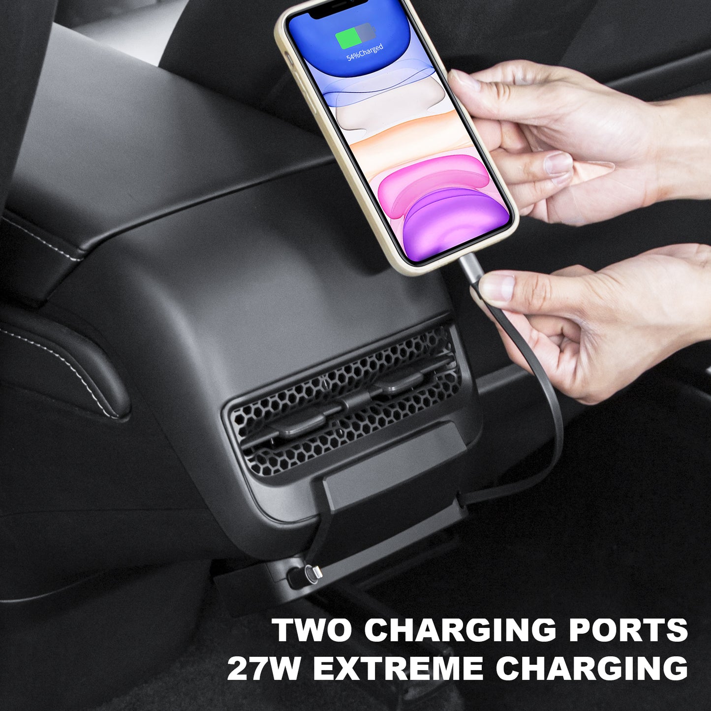 Backseat Air Vents Cover USB Hub for 2021-2025 Tesla Model Y Accessories