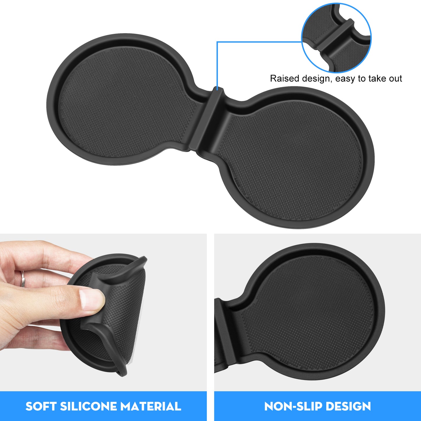 KUNIST for Tesla Model Y 2025-2026 Juniper Cup Holder Inserts Center Console Liner Coasters Mat Pad Compatible with 2017-2025 Model 3 & 2020-2025 Model Y Accessories
