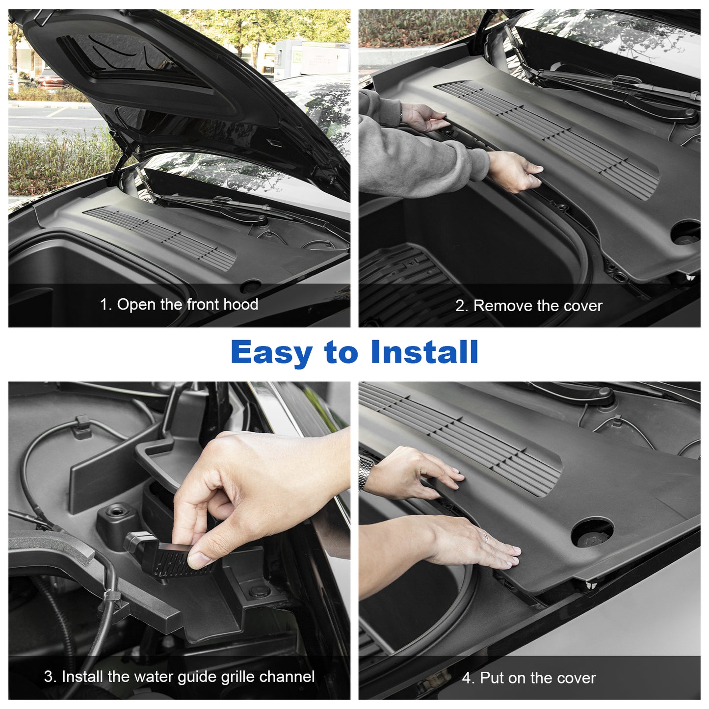 Water Guide Grille Channel for 2021-2025 Tesla Model Y Accessories(2024 Model Y made in German factories don't fit)