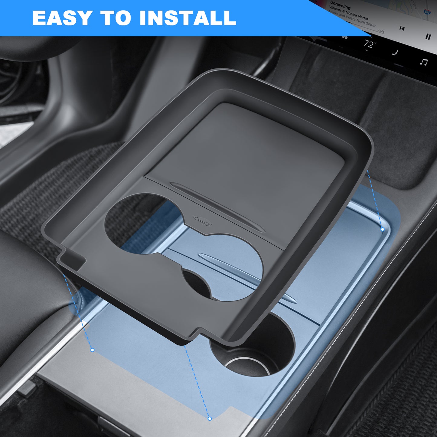 Center Console Wrap Cover Organizer Tray Compatible with Tesla 2021-2025 Model Y Interior Accessories