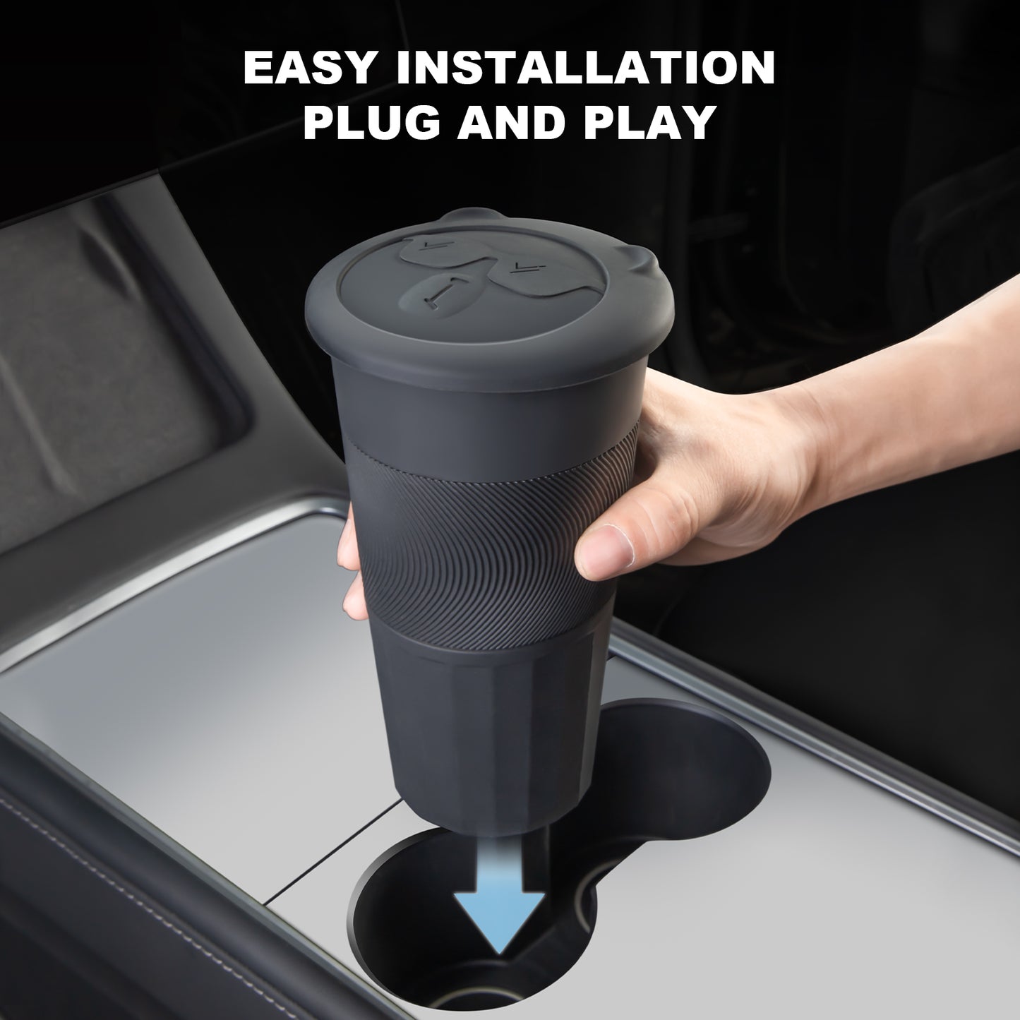 Center Console Trash Can with Lid for 2023-2017 Tesla Model 3 and 2021-2025 Model Y Accessories